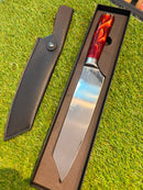 Faca Chef Modelo Santoku Brinde Caixinha e Bainha Couro CJ-AC002