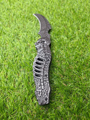 Canivete Caveira Full Metal Lâmina Curva Karambit TC01