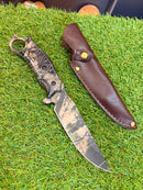 Faca Tática Full Tang Camuflada Bainha de Couro SLK-A175