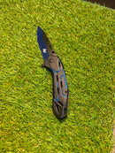 Canivete Tático Semi Automático Preto e Azul ZD-310A