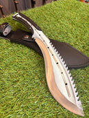 Faca Kukri Tática Serrilhada + bainha couro CJ-170