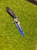 Canivete Tático Semi Automático Preto e Azul ZD-310A